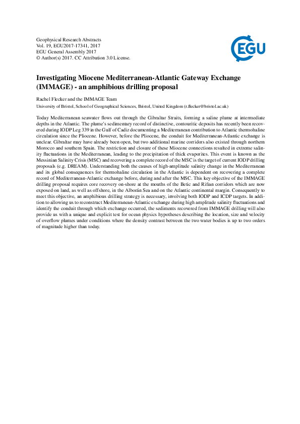  PDF Investigating Miocene Mediterranean Atlantic Gateway Exchange 