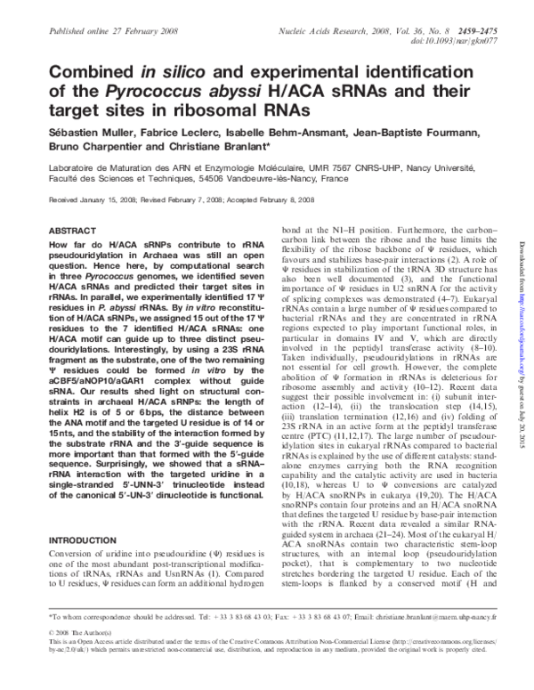(PDF) Combined in silico and experimental identification of the ...