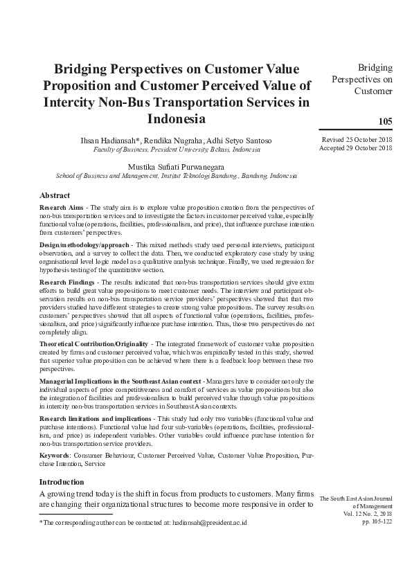 (PDF) Bridging Perspectives of Customer Value Proposition and Customer ...