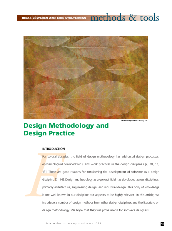 (PDF) Methods & tools: design methodology and design practice