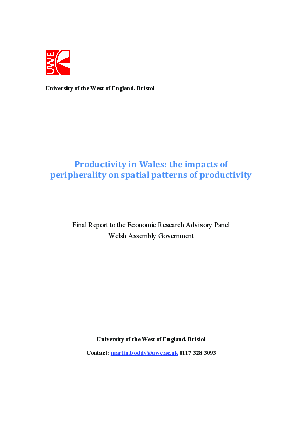 (PDF) Productivity in Wales: analysis of the impacts of peripherality ...