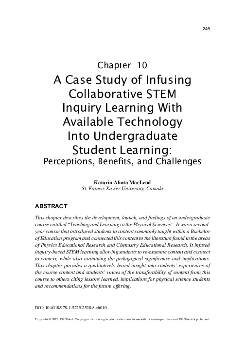(PDF) A Case Study of Infusing Collaborative STEM Inquiry Learning With ...