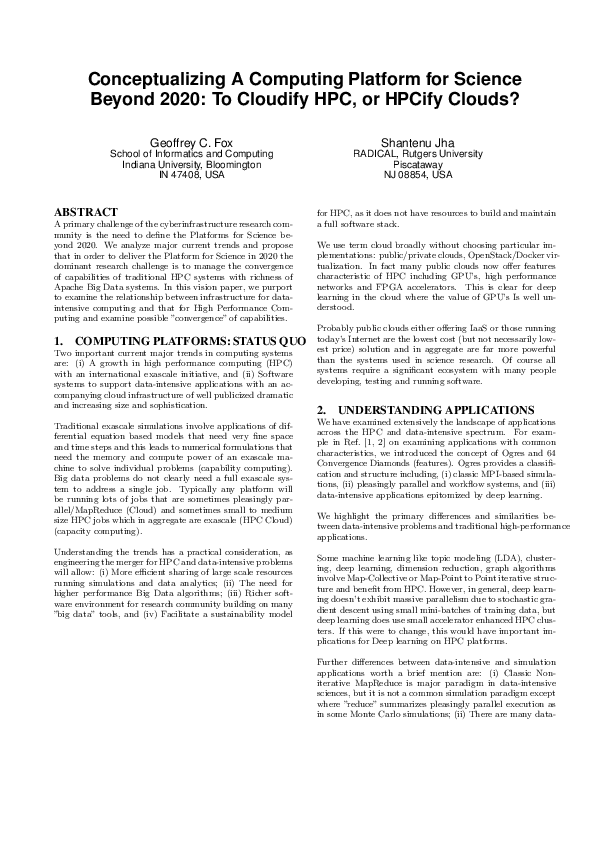 (PDF) Conceptualizing a Computing Platform for Science Beyond 2020: To ...