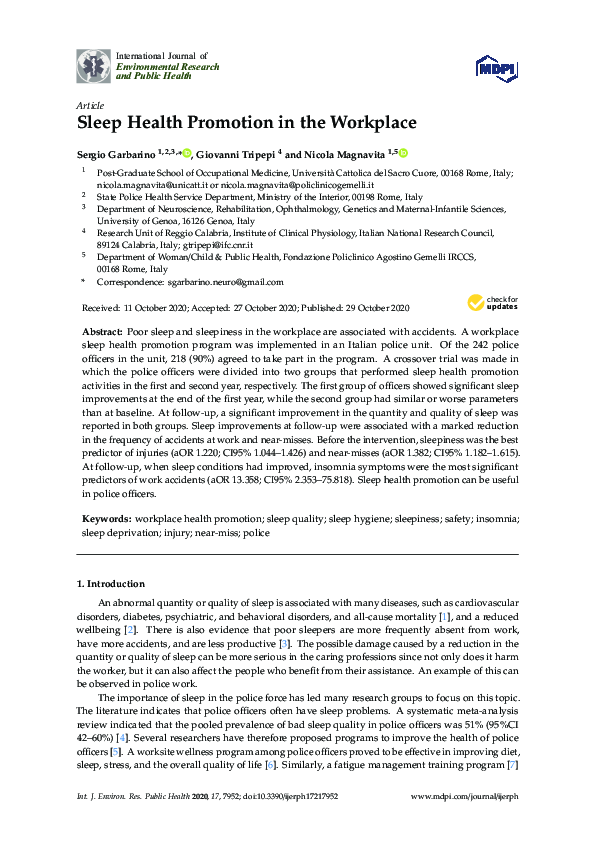 (PDF) Sleep Health Promotion in the Workplace
