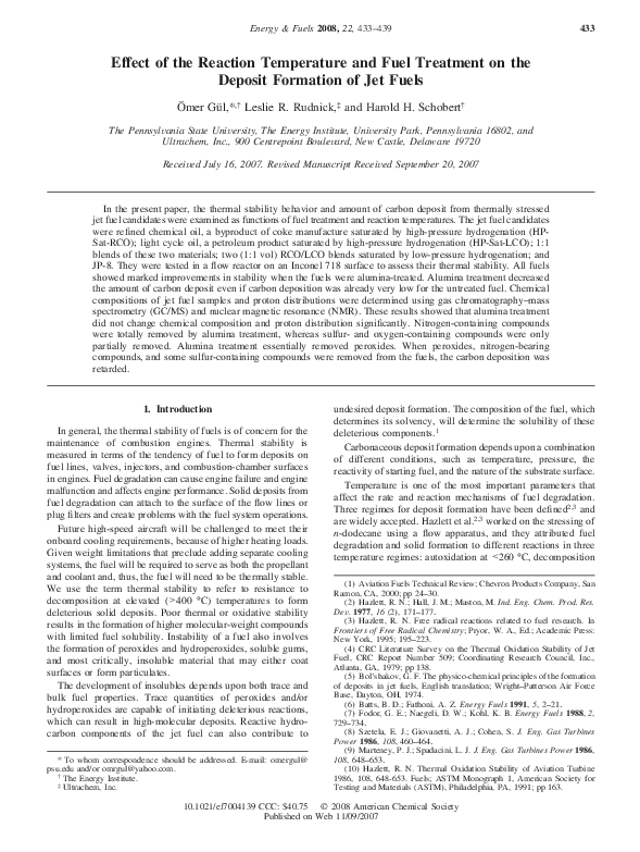 (PDF) Effect of the Reaction Temperature and Fuel Treatment on the