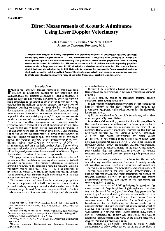 (PDF) Direct Measurements of Acoustic Admittance Using Laser Doppler ...