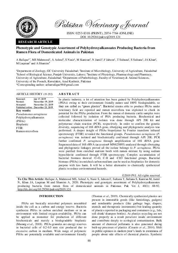(PDF) Phenotypic and Genotypic Assortment of Polyhydroxyalkanoates ...