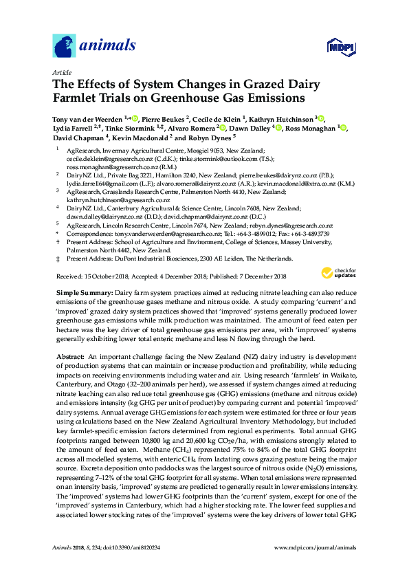 (PDF) The Effects of System Changes in Grazed Dairy Farmlet Trials on ...