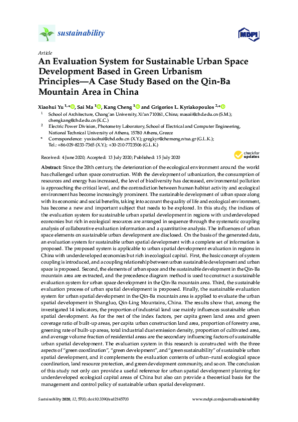 (PDF) An Evaluation System for Sustainable Urban Space Development ...