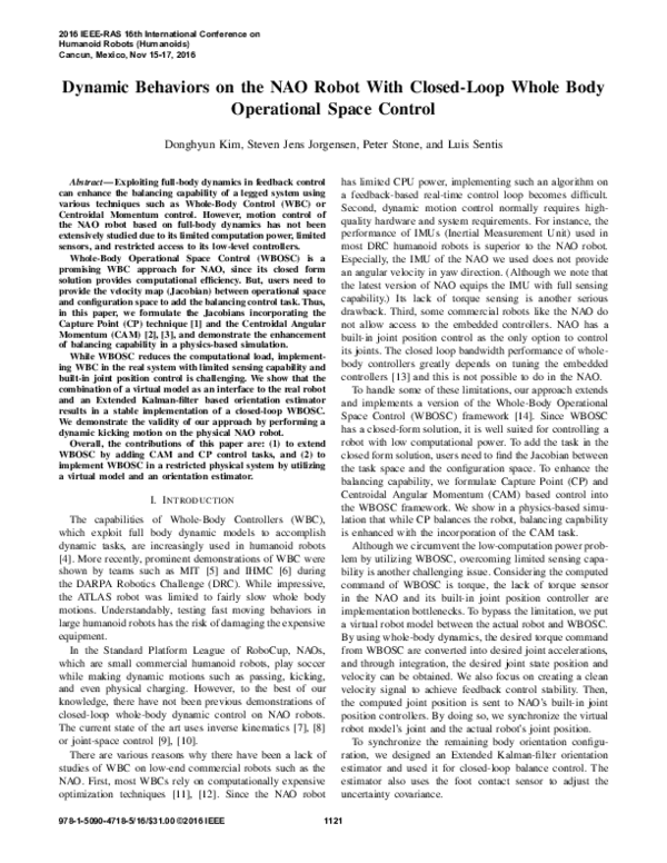 (PDF) Dynamic behaviors on the NAO robot with closed-loop whole body ...