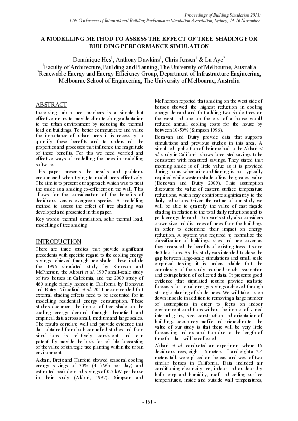 (PDF) A modelling method to assess the effect of tree shading for ...