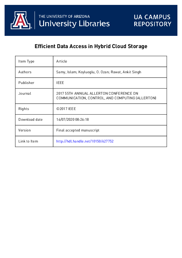 (PDF) Efficient data access in hybrid cloud storage