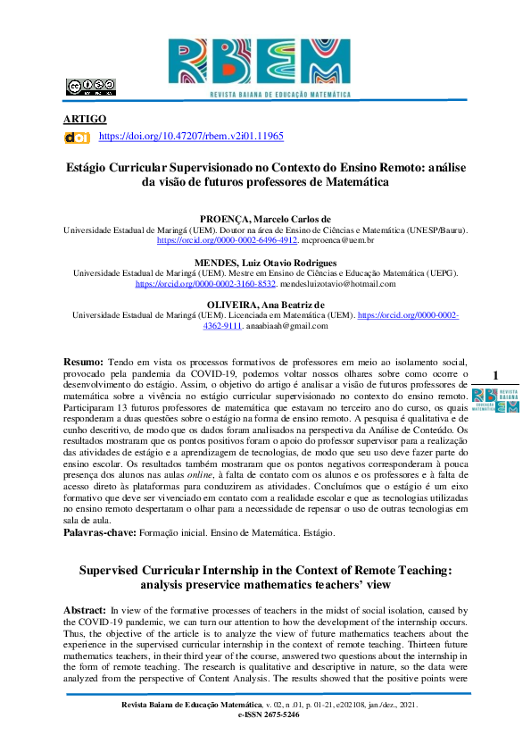 (PDF) Estágio Curricular Supervisionado no Contexto do Ensino Remoto ...