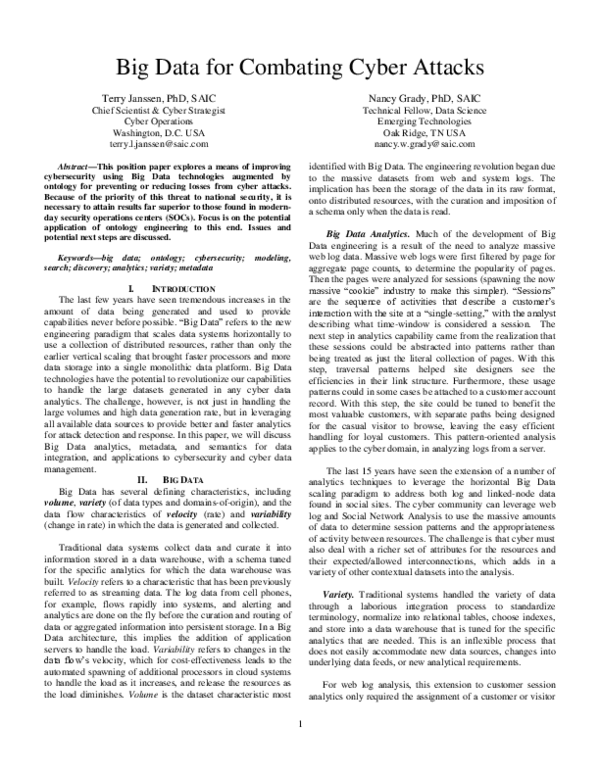 (PDF) Big Data for Combating Cyber Attacks