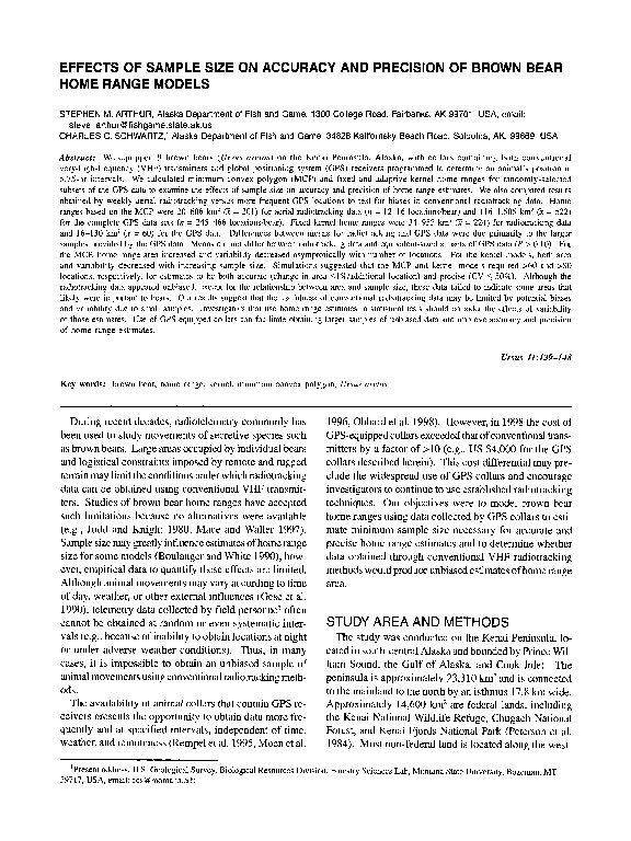 (PDF) Effects of Sample Size on Accuracy and Precision of Brown Bear ...