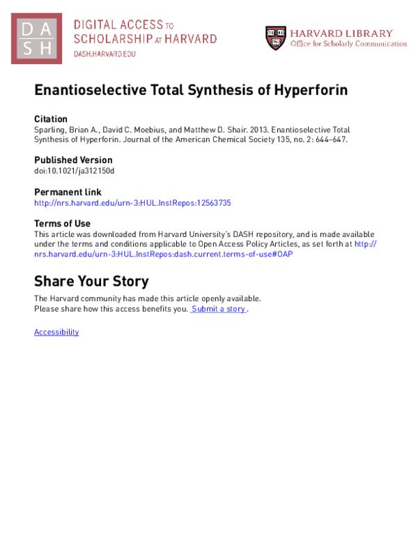 (PDF) Enantioselective Total Synthesis of Hyperforin
