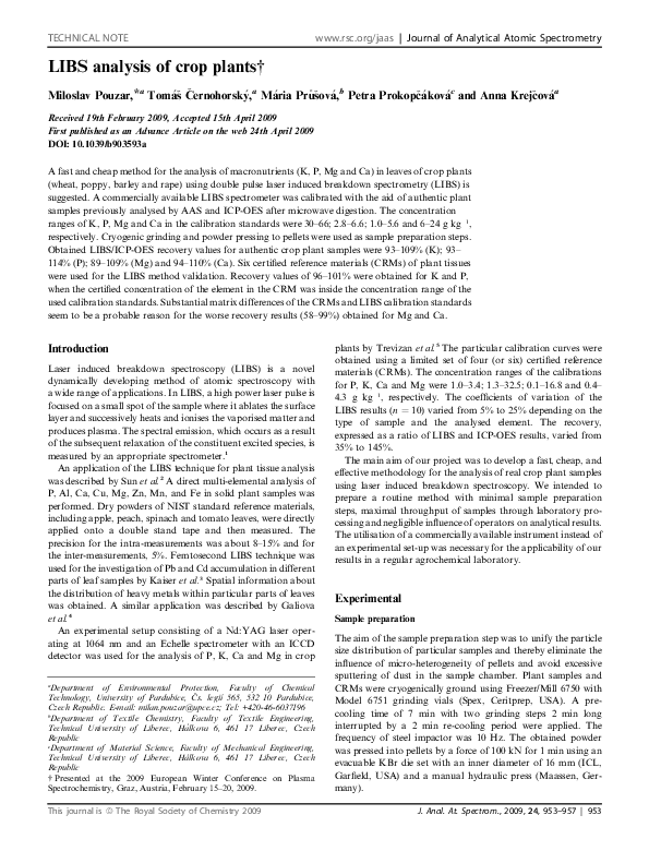 (PDF) LIBS analysis of crop plants