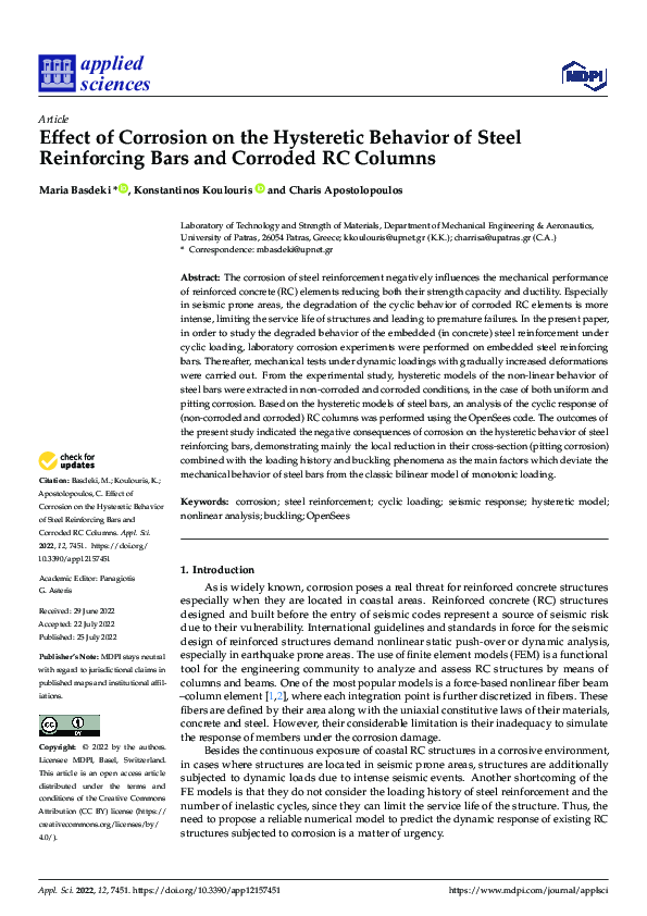 (PDF) Effect of Corrosion on the Hysteretic Behavior of Steel ...
