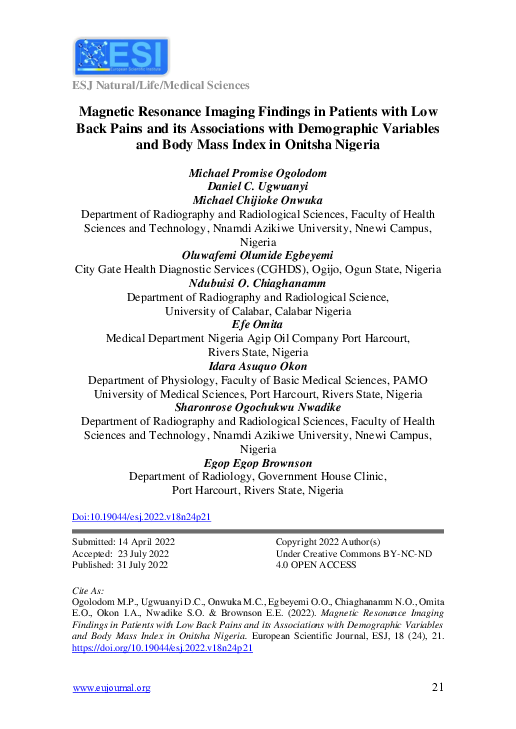 (PDF) Magnetic Resonance Imaging Findings in Patients with Low Back ...