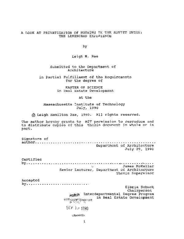 (PDF) A Look at Privatization of Housing in the Soviet Union: The ...