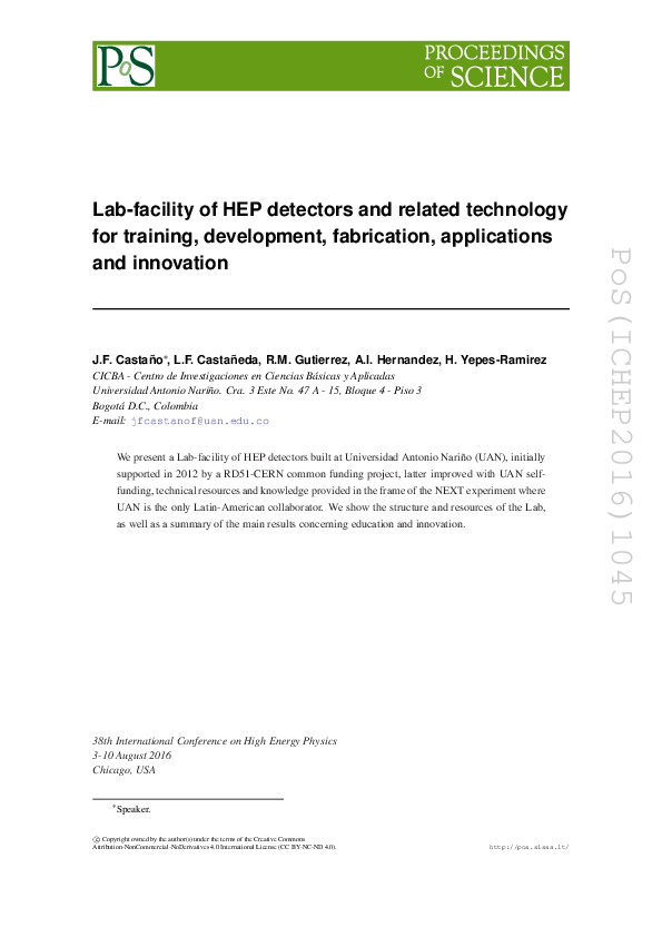 (PDF) Lab-facility of HEP detectors and related technology for training ...