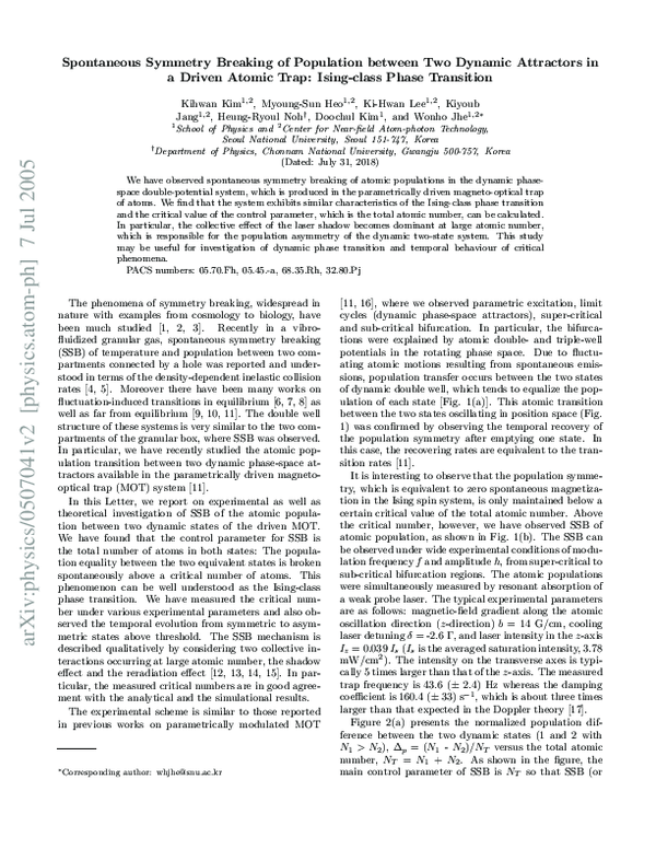 (PDF) Spontaneous Symmetry Breaking of Population in a Nonadiabatically ...