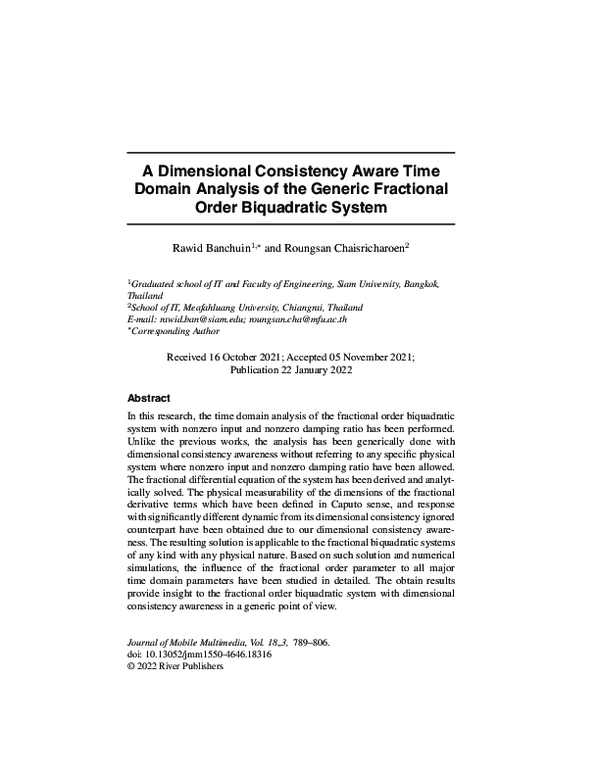 (PDF) A Dimensional Consistency Aware Time Domain Analysis of the ...