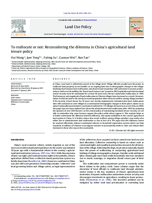 (PDF) To reallocate or not: Reconsidering the dilemma in China's ...