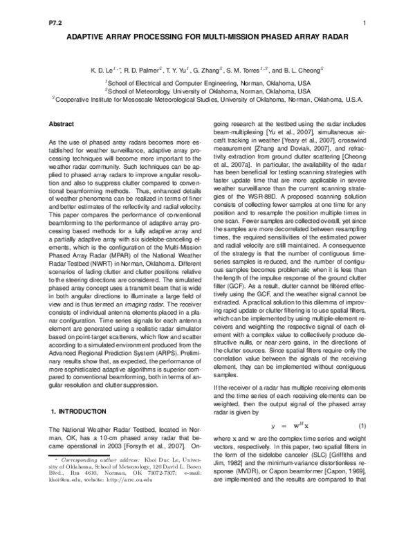 (PDF) Adaptive array processing for multi-mission phased array radar