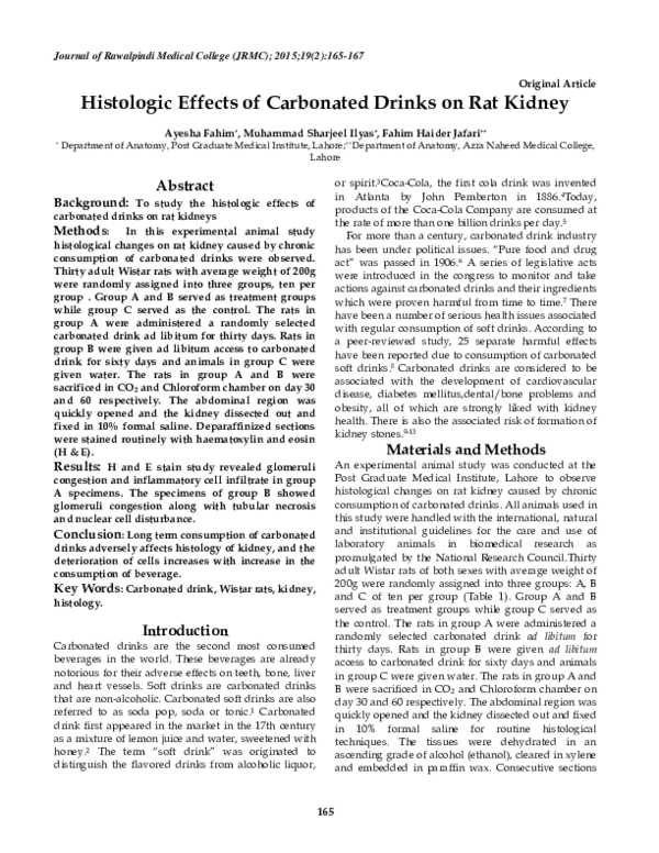 (PDF) Histologic Effects of Carbonated Drinks on Rat Kidney Muhammad