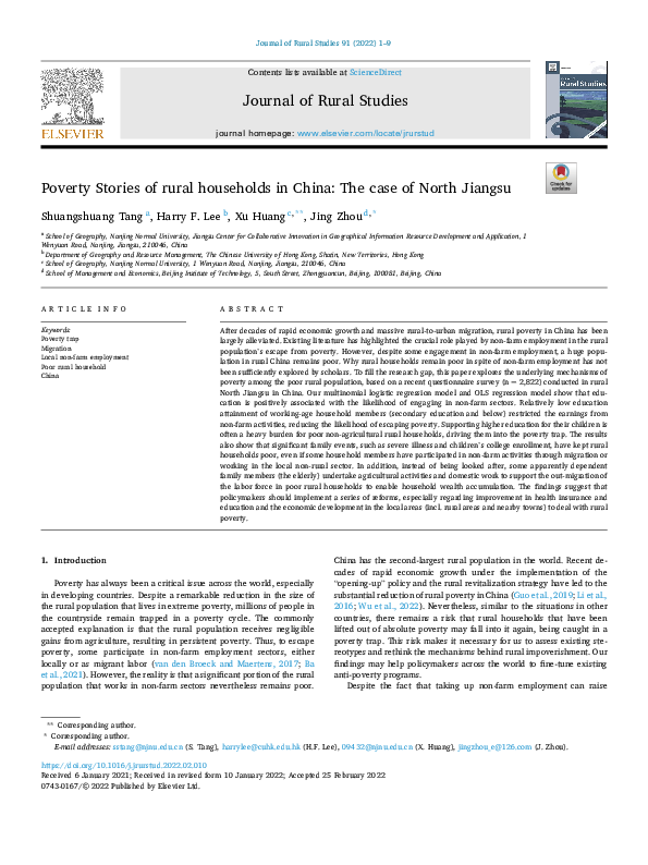 (PDF) Poverty Stories of rural households in China