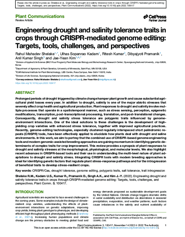 (PDF) Engineering drought and salinity tolerance traits in crops ...