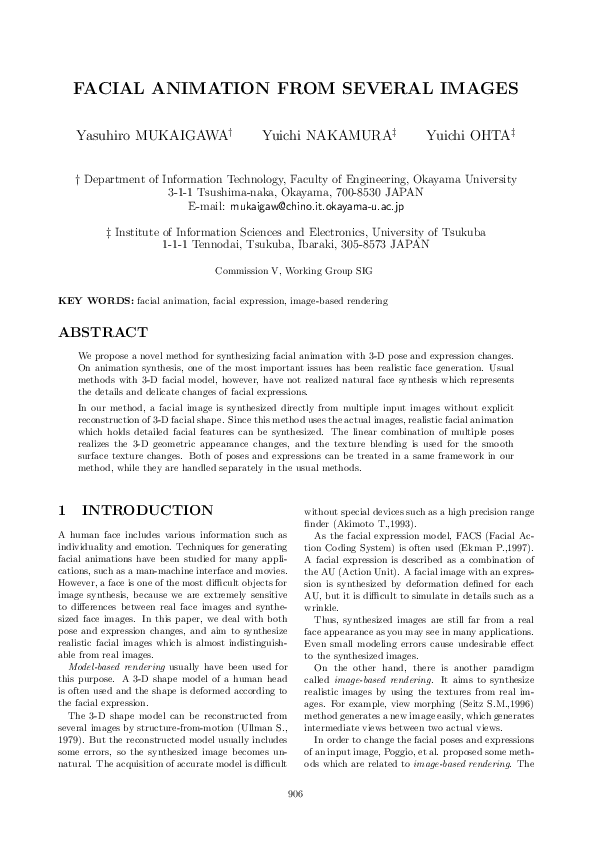 (PDF) Facial Animation from Several Images