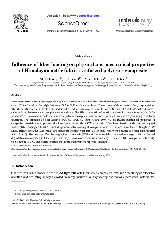 (PDF) Influence of fiber loading on physical and mechanical properties ...