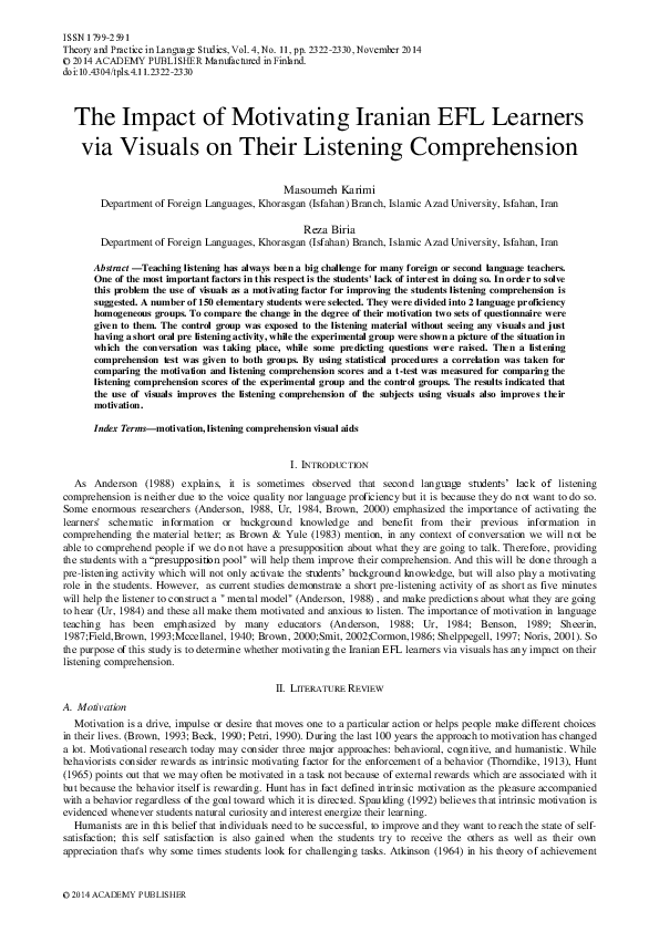(PDF) The Impact of Motivating Iranian EFL Learners via Visuals on ...