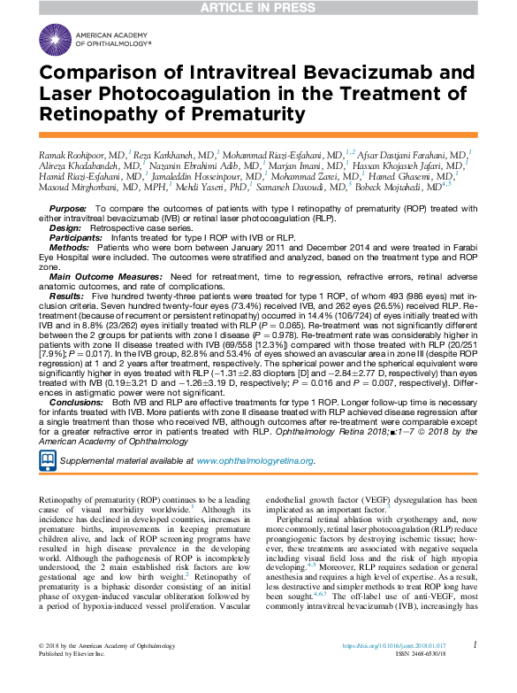 (PDF) Comparison of Intravitreal Bevacizumab and Laser Photocoagulation ...
