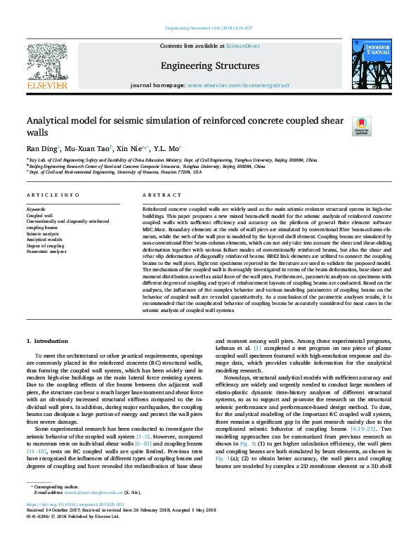 (PDF) Analytical model for seismic simulation of reinforced concrete ...