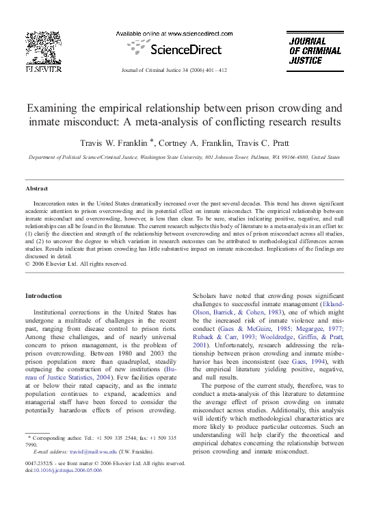 (PDF) Examining the empirical relationship between prison crowding and ...