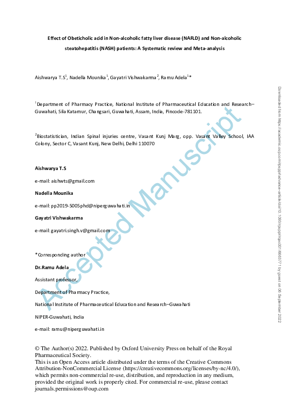 (PDF) Effect of Obeticholic acid in Non-alcoholic fatty liver disease ...