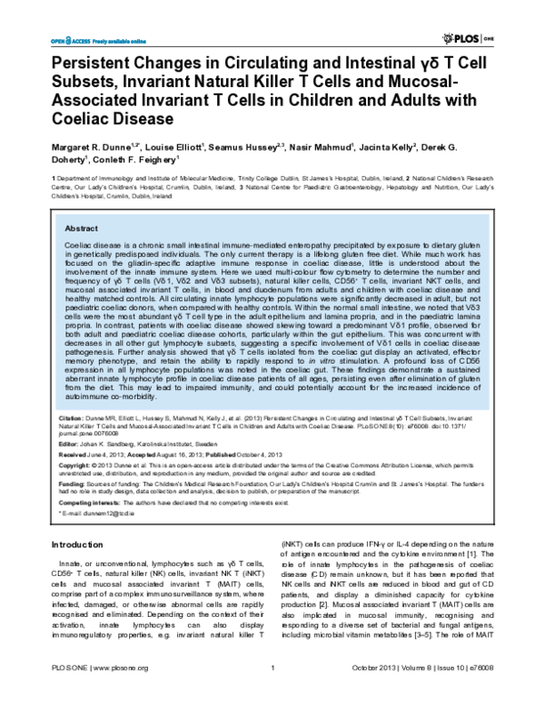 (PDF) Persistent Changes in Circulating and Intestinal γδ T Cell ...