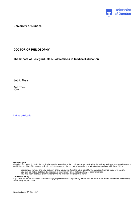 (PDF) The impact of postgraduate qualifications in medical education
