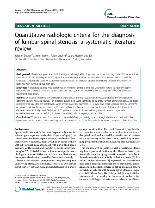 (PDF) Quantitative radiologic criteria for the diagnosis of lumbar ...