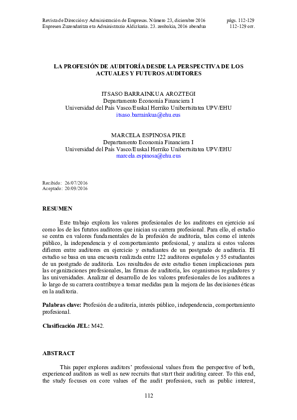 (PDF) La Profesión De Auditoría Desde La Perspectiva De Los Actuales y ...