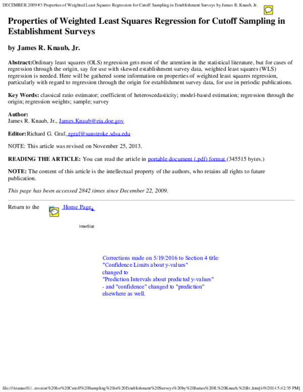 (PDF) Properties of Weighted Least Squares Regression for Cutoff ...
