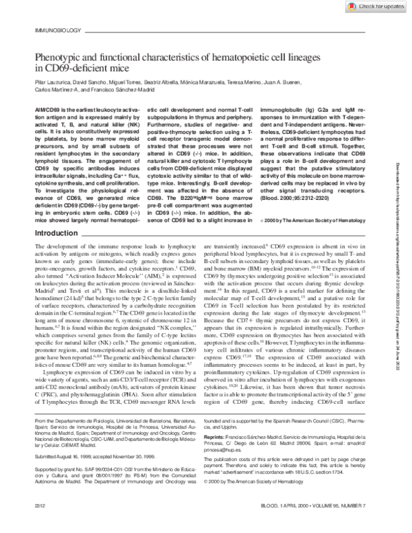 (PDF) Phenotypic and functional characteristics of hematopoietic cell ...