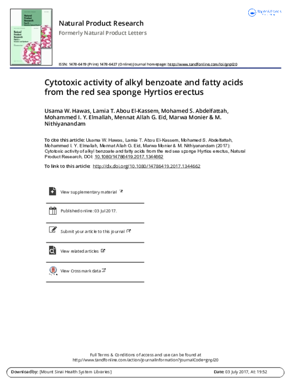(PDF) Cytotoxic activity of alkyl benzoate and fatty acids from the red ...