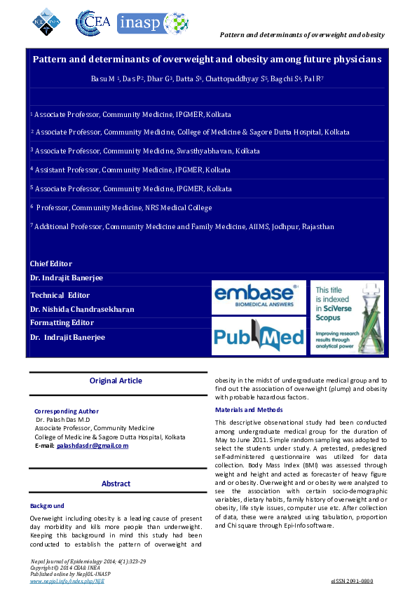(PDF) Pattern and Determinants of Overweight and Obesity Among Future ...