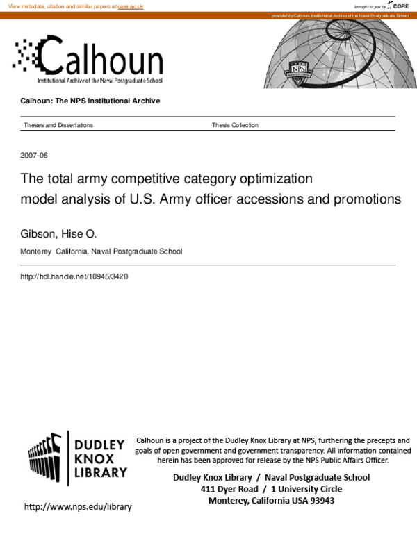 (PDF) The total army competitive category optimization model analysis ...
