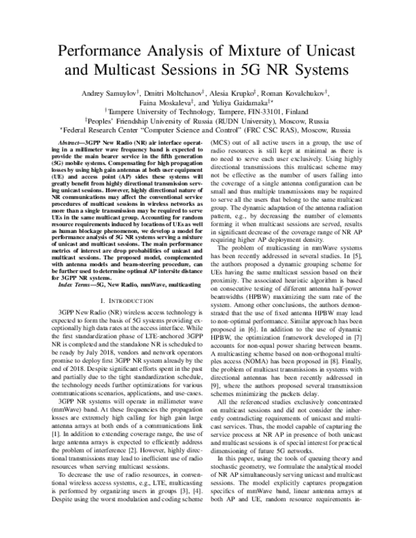 (PDF) Performance Analysis of Mixture of Unicast and Multicast Sessions ...