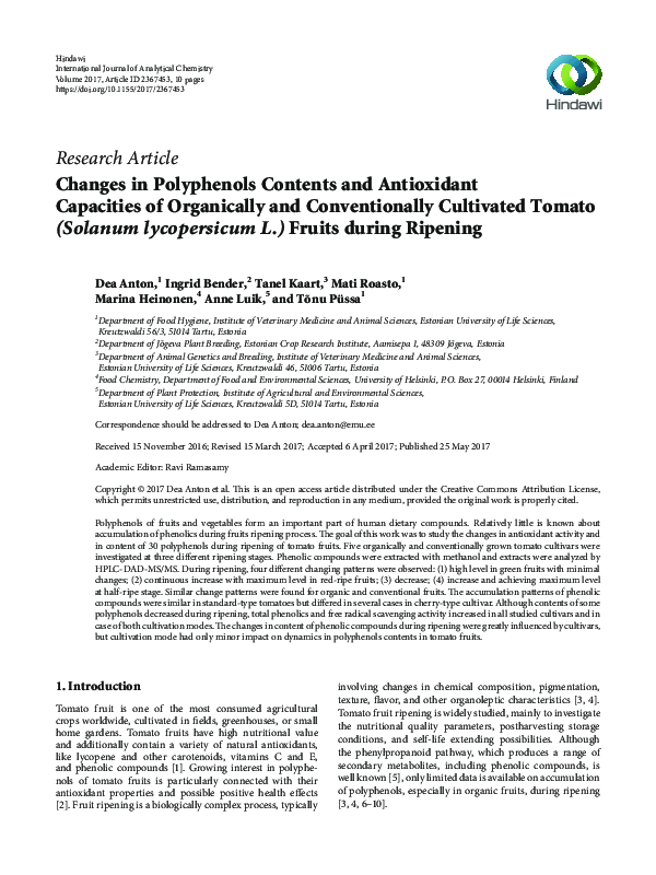 (PDF) Changes in Polyphenols Contents and Antioxidant Capacities of ...